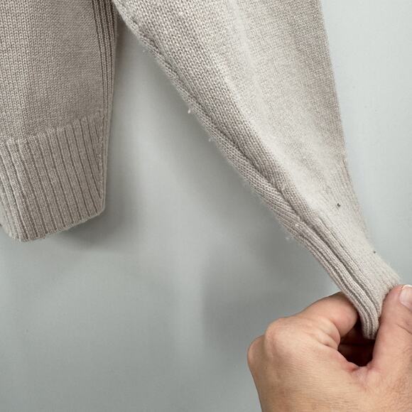 Vince 100% Cashmere V-Neck Sweater Sz L Taupe Tan Quiet Luxury Old Money Office - Picture 5 of 12